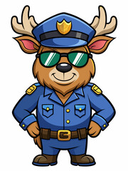 elk police mascot colorful illustration, suitable for logo, mascot character, brand mascot, or security mascot