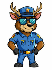 elk police mascot colorful illustration, suitable for logo, mascot character, brand mascot, or security mascot