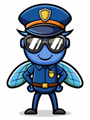 fly police mascot colorful illustration, suitable for logo, mascot character, brand mascot, or security mascot