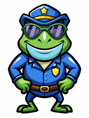 frog police mascot colorful illustration, suitable for logo, mascot character, brand mascot, or security mascot