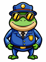 frog police mascot colorful illustration, suitable for logo, mascot character, brand mascot, or security mascot