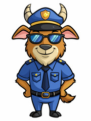 goat police mascot colorful illustration, suitable for logo, mascot character, brand mascot, or security mascot