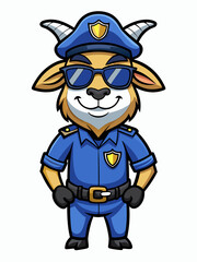goat police mascot colorful illustration, suitable for logo, mascot character, brand mascot, or security mascot