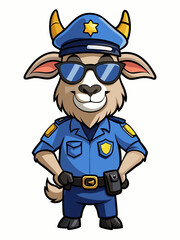 goat police mascot colorful illustration, suitable for logo, mascot character, brand mascot, or security mascot
