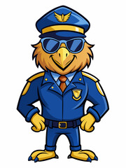 golden eagle police mascot colorful illustration, suitable for logo, mascot character, brand mascot, or security mascot