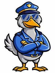 goose police mascot colorful illustration, suitable for logo, mascot character, brand mascot, or security mascot
