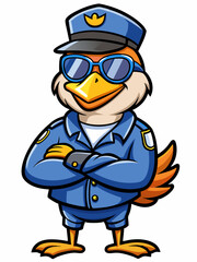 Obraz premium goose police mascot colorful illustration, suitable for logo, mascot character, brand mascot, or security mascot
