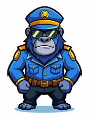 gorilla police mascot colorful illustration, suitable for logo, mascot character, brand mascot, or security mascot