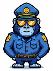gorilla police mascot colorful illustration, suitable for logo, mascot character, brand mascot, or security mascot