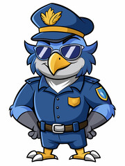 harpy eagle police mascot colorful illustration, suitable for logo, mascot character, brand mascot, or security mascot