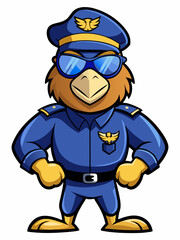 hawk police mascot colorful illustration, suitable for logo, mascot character, brand mascot, or security mascot
