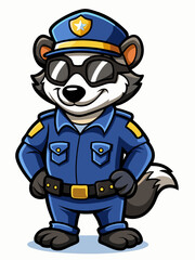 honey badger police mascot colorful illustration, suitable for logo, mascot character, brand mascot, or security mascot