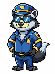 honey badger police mascot colorful illustration, suitable for logo, mascot character, brand mascot, or security mascot