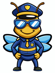 honey bee police mascot colorful illustration, suitable for logo, mascot character, brand mascot, or security mascot