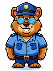 kodiak bear police mascot colorful illustration, suitable for logo, mascot character, brand mascot, or security mascot