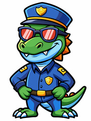 lizard police mascot colorful illustration, suitable for logo, mascot character, brand mascot, or security mascot
