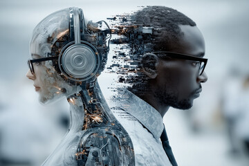 Human and AI Working Side-by-Side in a Futuristic Fusion of Technology and Intelligence