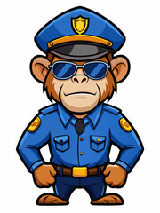 monkey police mascot colorful illustration, suitable for logo, mascot character, brand mascot, or security mascot