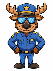 moose police mascot colorful illustration, suitable for logo, mascot character, brand mascot, or security mascot