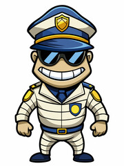mummy police mascot colorful illustration, suitable for logo, mascot character, brand mascot, or security mascot
