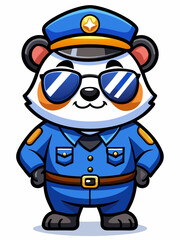 panda police mascot illustration, suitable for logo or mascot character