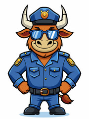 bull police mascot illustration, suitable for logo or mascot character