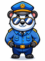 panda police mascot illustration, suitable for logo or mascot character