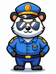 panda police mascot illustration, suitable for logo or mascot character