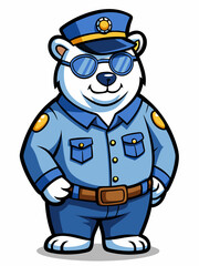 polar bear police character mascot vector illustration, suitable for logo, mascot logo, game character, and others