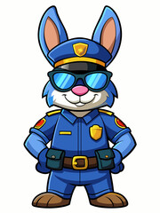 rabbit police character mascot vector illustration, suitable for logo, mascot logo, game character, and others