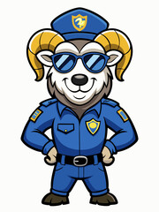 ram police character mascot vector illustration, suitable for logo, mascot logo, game character, and others