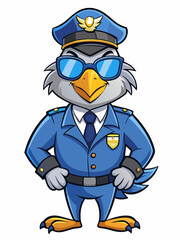 secretary bird police character mascot vector illustration, suitable for logo, mascot logo, game character, and others