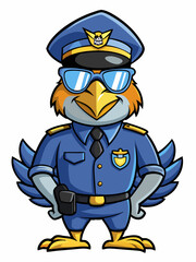 secretary bird police character mascot vector illustration, suitable for logo, mascot logo, game character, and others