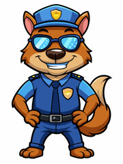 Obraz premium tasmanian devil police mascot, vector illustration, suitable for logo, mascot logo, game character, and others