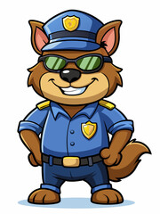 tasmanian devil police mascot, vector illustration, suitable for logo, mascot logo, game character, and others
