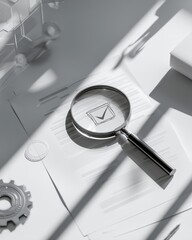 A magnized magnized glass on top of a desk