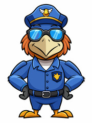 vulture police mascot, vector illustration, suitable for logo, mascot logo, game character, and others