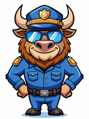 yak police mascot, vector illustration, suitable for logo, mascot logo, game character, and others