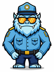 yeti police mascot, vector illustration, suitable for logo, mascot logo, game character, and others