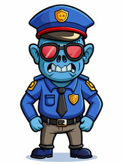 zombie police mascot, vector illustration, suitable for logo, mascot logo, game character, and others