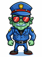 zombie police mascot, vector illustration, suitable for logo, mascot logo, game character, and others