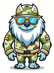 yeti army mascot character design