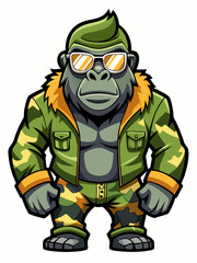gorilla army mascot character design