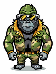 gorilla army mascot character design