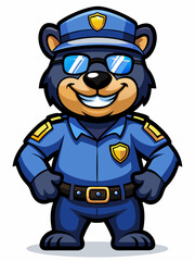 black bear police mascot, vector illustration, suitable for logo, mascot logo, game character, and others