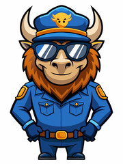 bison police mascot, vector illustration, suitable for logo, mascot logo, game character, and others