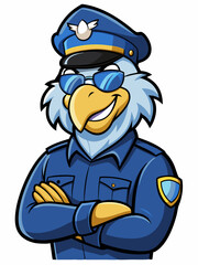 bald eagle police mascot illustration, suitable for logo or mascot character