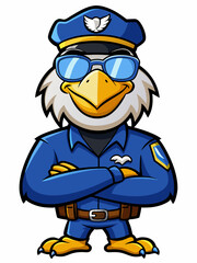bald eagle police mascot illustration, suitable for logo or mascot character