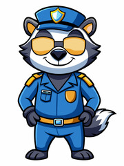badger or racoon police mascot illustration, suitable for logo or mascot character