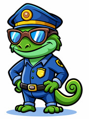 chameleon police mascot illustration, suitable for logo or mascot character